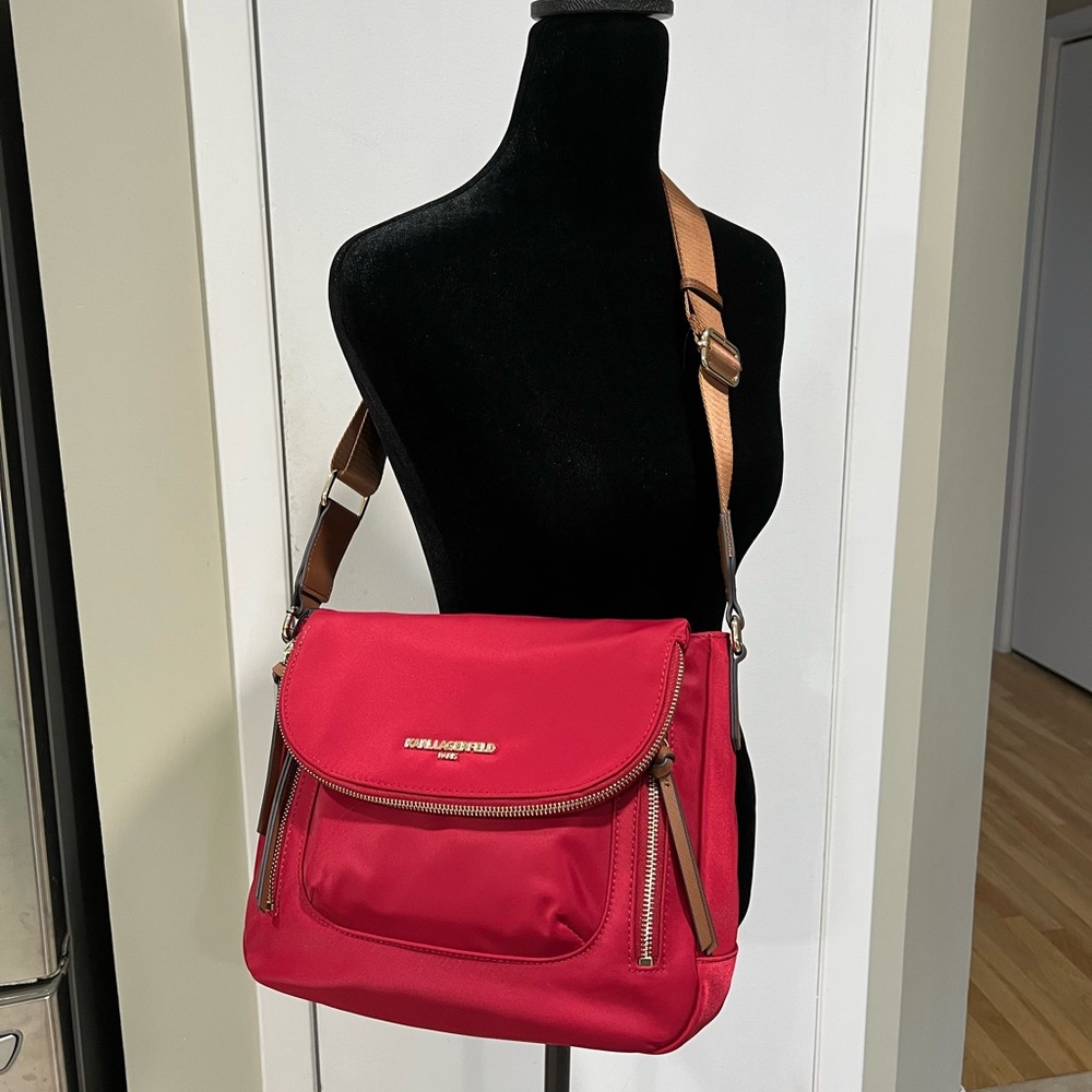 KARL LAGERFELD PARIS Cara Flap Messenger Bag in Red